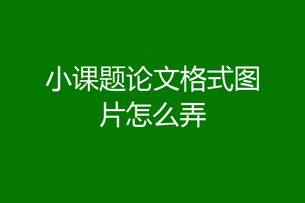 小课题论文格式图片怎么弄