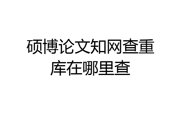 硕博论文知网查重库在哪里查