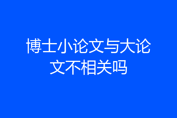 博士小论文与大论文不相关吗
