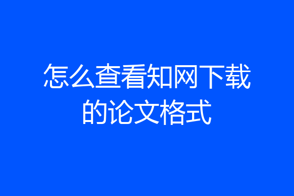 怎么查看知网下载的论文格式