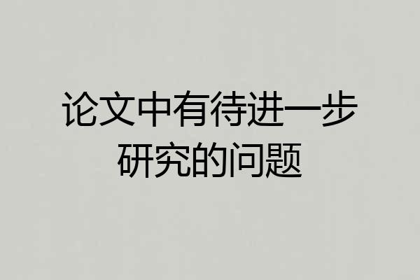 论文中有待进一步研究的问题
