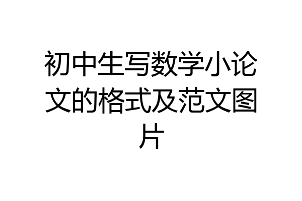 初中生写数学小论文的格式及范文图片