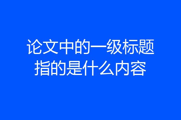论文中的一级标题指的是什么内容