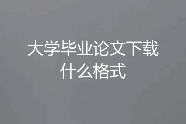 大学毕业论文下载什么格式