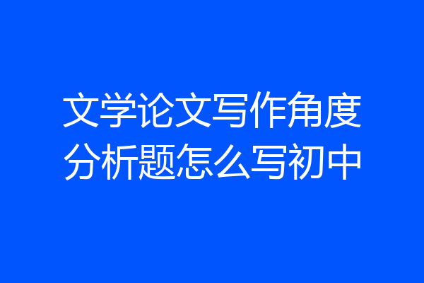 文学论文写作角度分析题怎么写初中