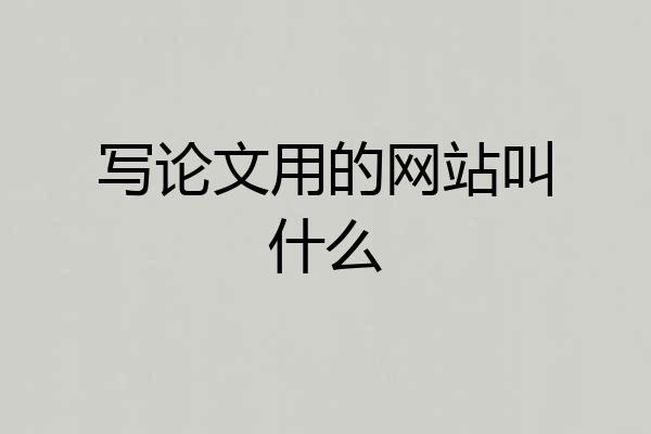 写论文用的网站叫什么