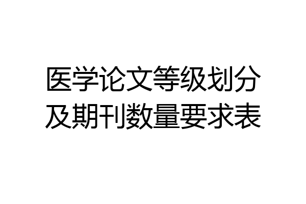 医学论文等级划分及期刊数量要求表