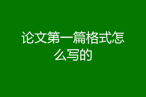 论文第一篇格式怎么写的