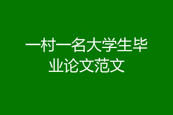 一村一名大学生毕业论文范文