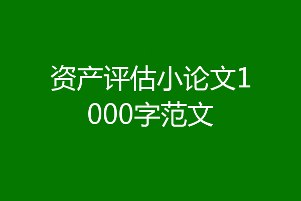 资产评估小论文1000字范文