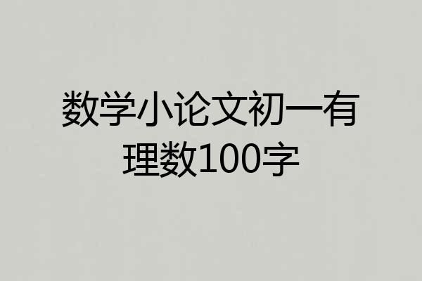 数学小论文初一有理数100字