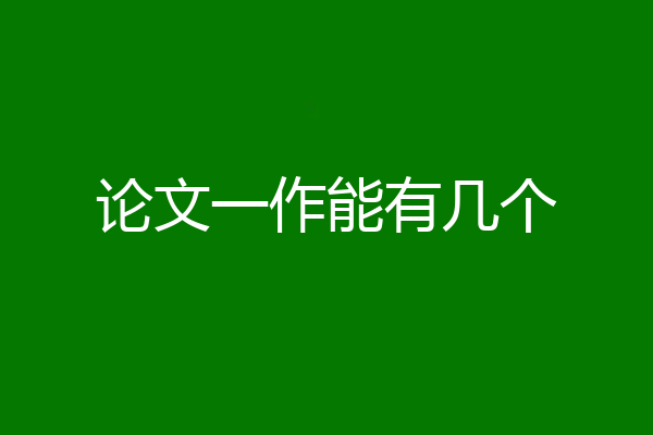 论文一作能有几个