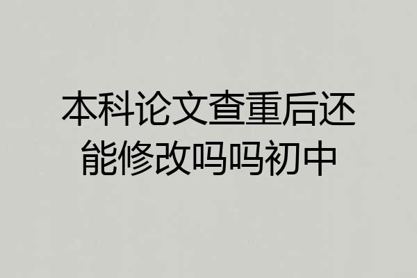 本科论文查重后还能修改吗吗初中