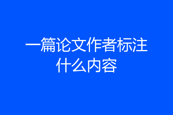 一篇论文作者标注什么内容