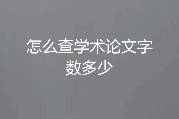 怎么查学术论文字数多少