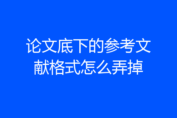 论文底下的参考文献格式怎么弄掉