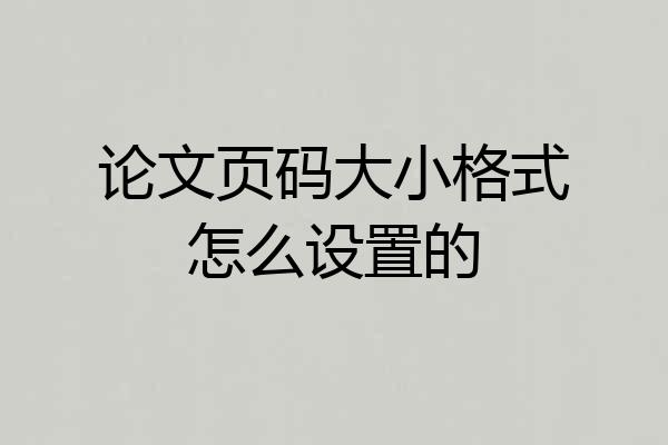 论文页码大小格式怎么设置的