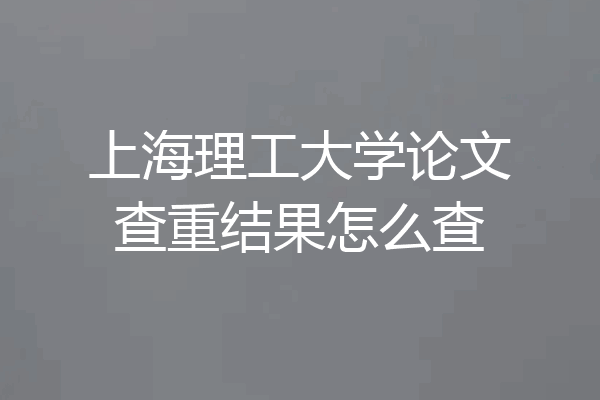 上海理工大学论文查重结果怎么查