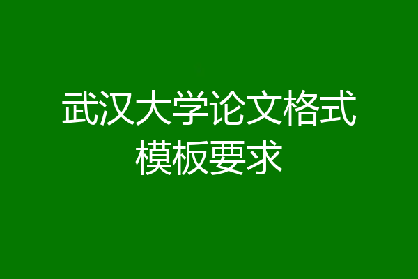 武汉大学论文格式模板要求