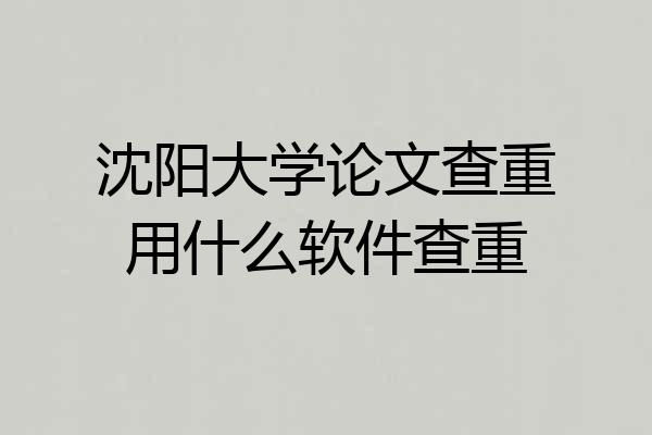 沈阳大学论文查重用什么软件查重