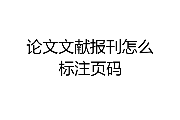 论文文献报刊怎么标注页码