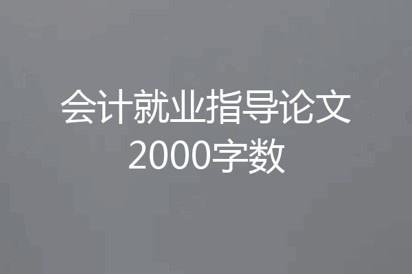 会计就业指导论文2000字数
