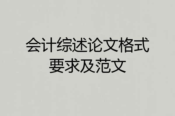 会计综述论文格式要求及范文