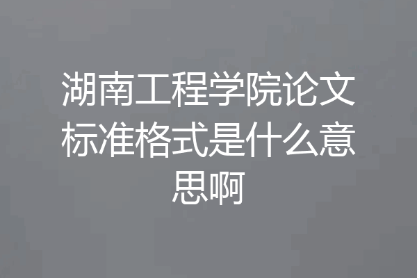 湖南工程学院论文标准格式是什么意思啊