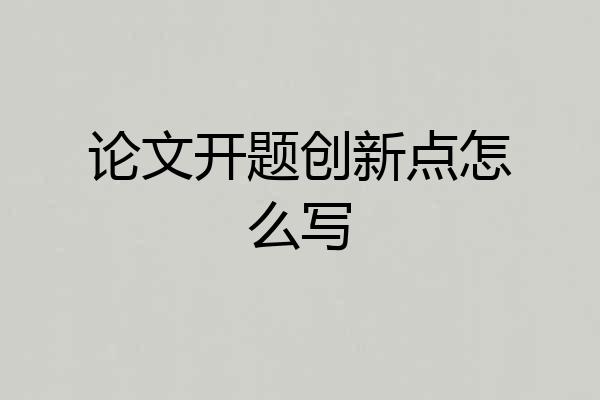 论文开题创新点怎么写