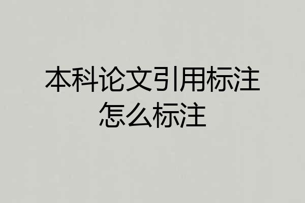 本科论文引用标注怎么标注