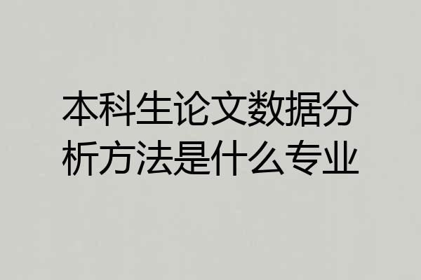 本科生论文数据分析方法是什么专业