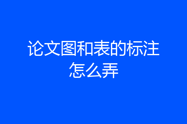 论文图和表的标注怎么弄