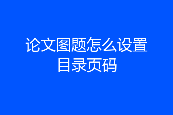 论文图题怎么设置目录页码