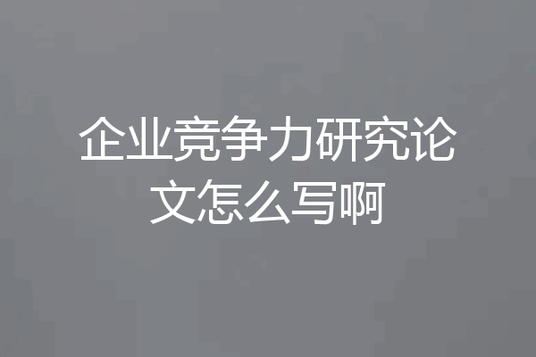 企业竞争力研究论文怎么写啊