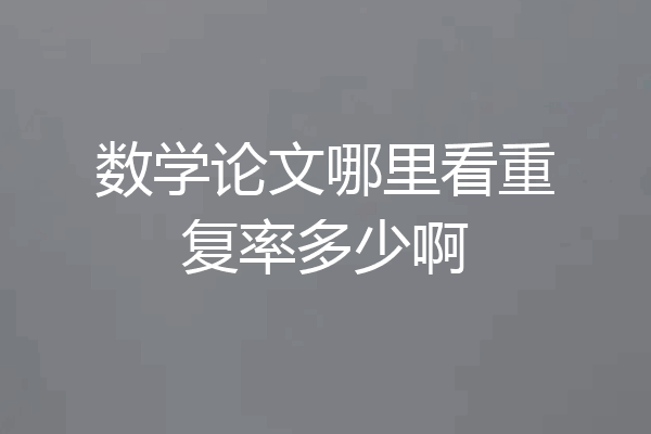 数学论文哪里看重复率多少啊