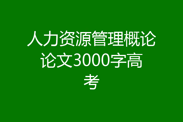 人力资源管理概论论文3000字高考