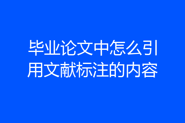 毕业论文中怎么引用文献标注的内容