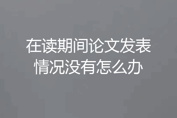 在读期间论文发表情况没有怎么办