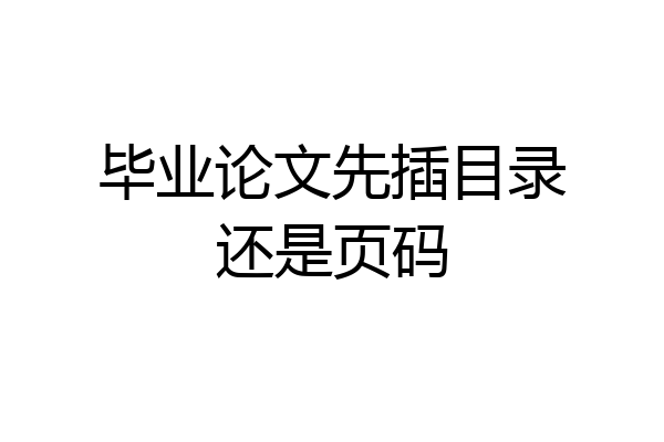 毕业论文先插目录还是页码