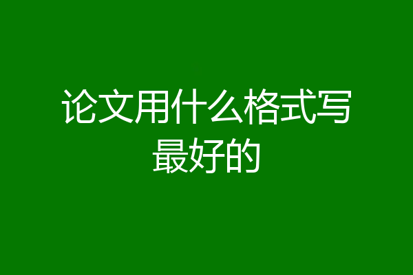 论文用什么格式写最好的