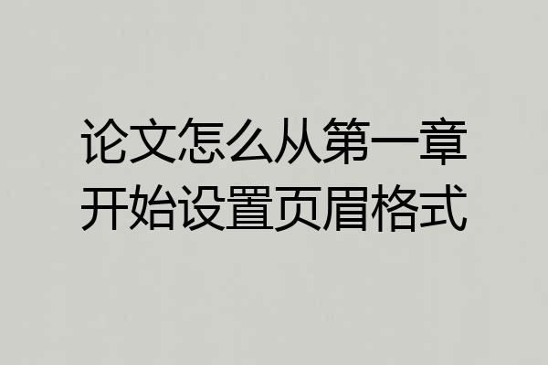 论文怎么从第一章开始设置页眉格式