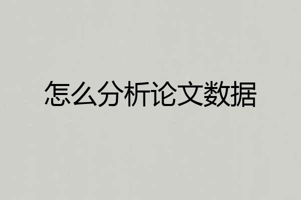 怎么分析论文数据