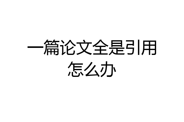 一篇论文全是引用怎么办