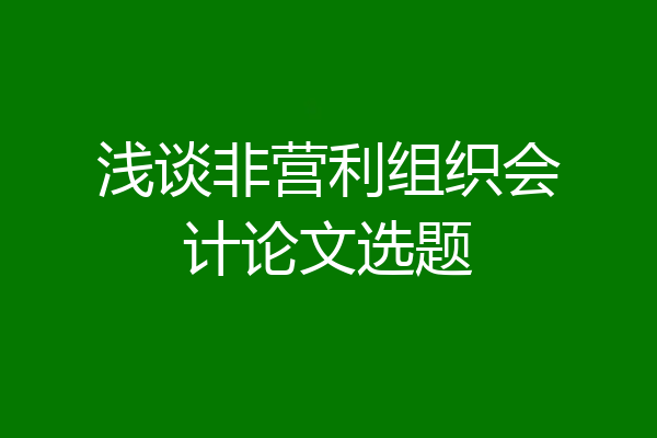 浅谈非营利组织会计论文选题