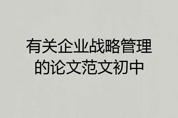 有关企业战略管理的论文范文初中