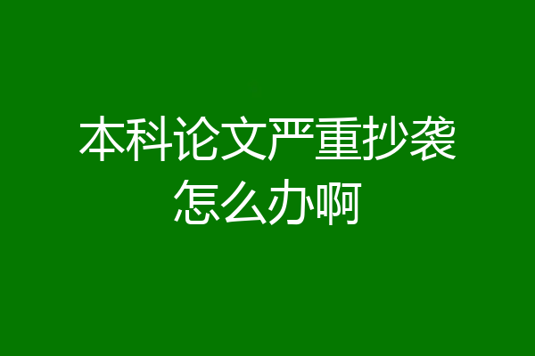 本科论文严重抄袭怎么办啊