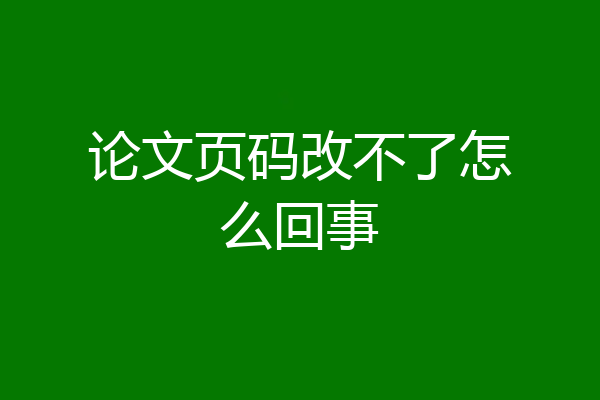 论文页码改不了怎么回事