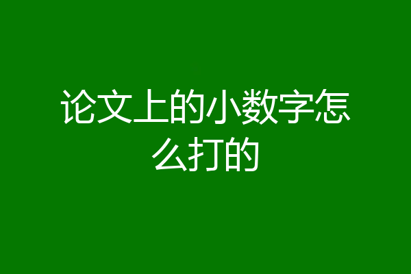 论文上的小数字怎么打的