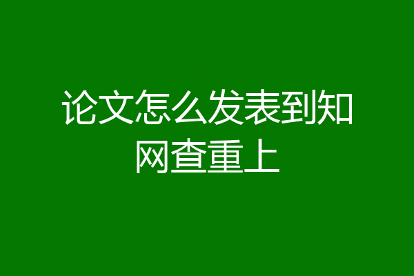 论文怎么发表到知网查重上