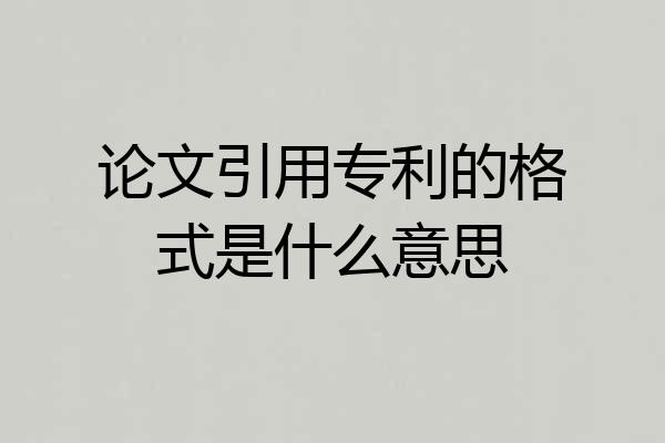 论文引用专利的格式是什么意思